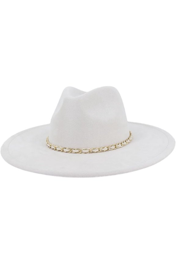 Fedora Hats for Women Men Western Big Wide Brim Suede Hats Panama Hat Rancher Hat with Chain