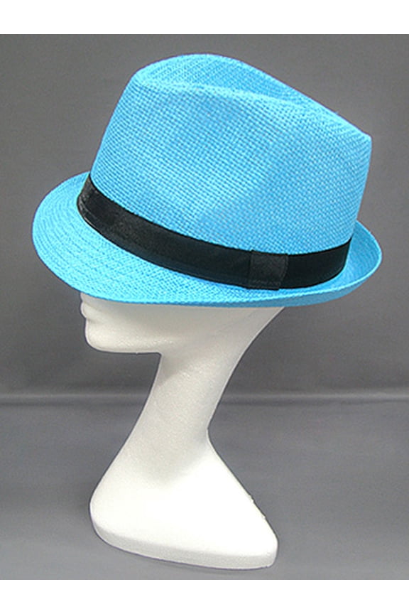 Fedora Straw Hat - Aqua Blue - HT-1188AQ
