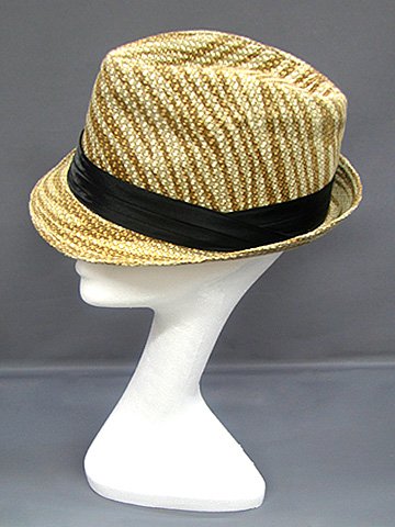 Fedora Straw Hat w/ Zebra Print - Beige - HT-1182BE
