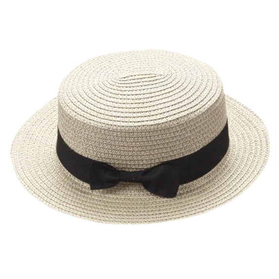 Fedora Sun Hats For Kids Solid Color Bowknot Baby Hat Boy Girls Cap Beach Straw Hat