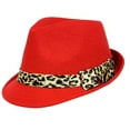 thumbnail image 1 of Fedora - Wool-Felt w/ Leopard Print Band - Red - HT-FHT2492RD, 1 of 1
