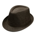 thumbnail image 1 of Fedoras for Men, Yigetop Womens Mens Classic Felt Trilby Hat Short Brim Fedora Hat Jazz Hat for Unisex Retro Jazz Hat Soild British Sun Hat Travel Sun Hat Fedora Hats for Men Coffee One Size, 1 of 4