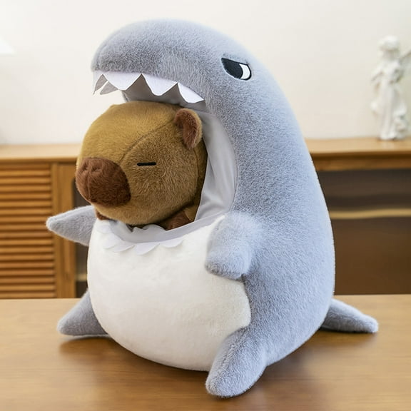 Fedpow 15.75Inch Capybara Plush Toy Cute Capybara Ultra-Soft Stuffed Animal, CapybaraStuffed Toys Capybara Stuffed Animals Multi-Use Cuddly Pillow & Birthday Gift (Shark)