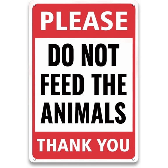 Do Not Feed The Animals Sign - 8 x 12 inch Aluminum Metal No Feeding Sign for Zoo, Outdoor, Farm Fence Wall Decor Accessories, Waterproof and UV Resistant