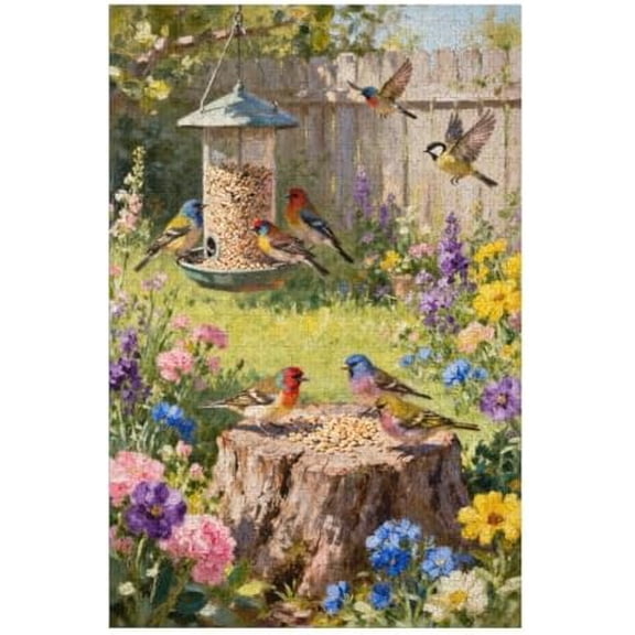 Feed Bird Puzzle for Adults 500 Pieces, Lettered Back Jigsaw Puzzle, Relaxing & Fun Puzzle, Family Game, 20.5x15 Inch