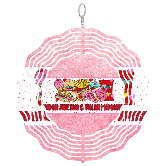 Feed Me Junk Food Valentines 3D Wind Spinner Stainless Steel Funny Gift