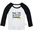 thumbnail image 1 of Feed Me or No One Sleeps Funny T shirt For Baby, Newborn Babies T-shirts, Infant Tops, 0-24M Kids Graphic Tees Clothing (Long Black Raglan T-shirt, 6-12 Months), 1 of 4
