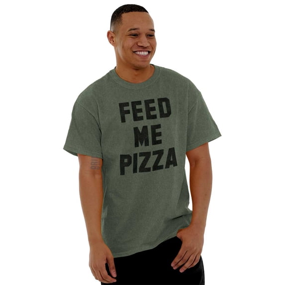 Feed Me Pizza Plus Size Crewneck Graphic Tee Shirt Brisco Brands 5X