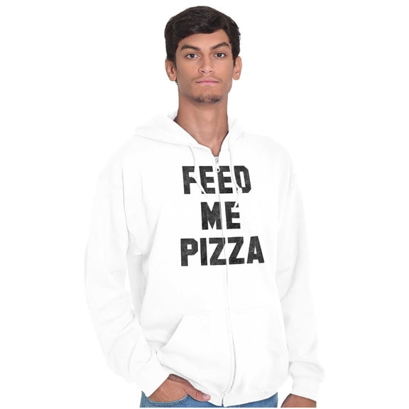 Feed Me Pizza Unisex Fleece Graphic Zip Up Hoodie Brisco Brands 5X