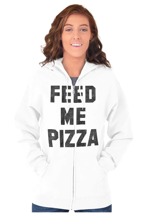 Feed Me Pizza Zip Up Hoodie Men's Women's Brisco Brands M