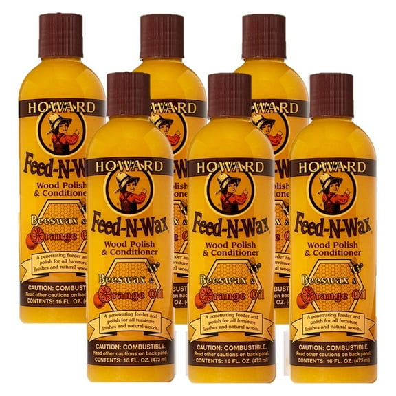 Feed-N-Wax Wood Polish & Conditioner, Orange - 16oz (6 Pack) - Cleans, Protects & Restores Wood Furniture, Cabinets, Floors; Enhances Natural Beauty & Shine