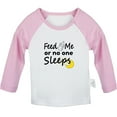 thumbnail image 1 of Feed Me or No One Sleeps Funny T shirt For Baby, Newborn Babies T-shirts, Infant Tops, 0-24M Kids Graphic Tees Clothing (Long Pink Raglan T-shirt, 0-6 Months), 1 of 4