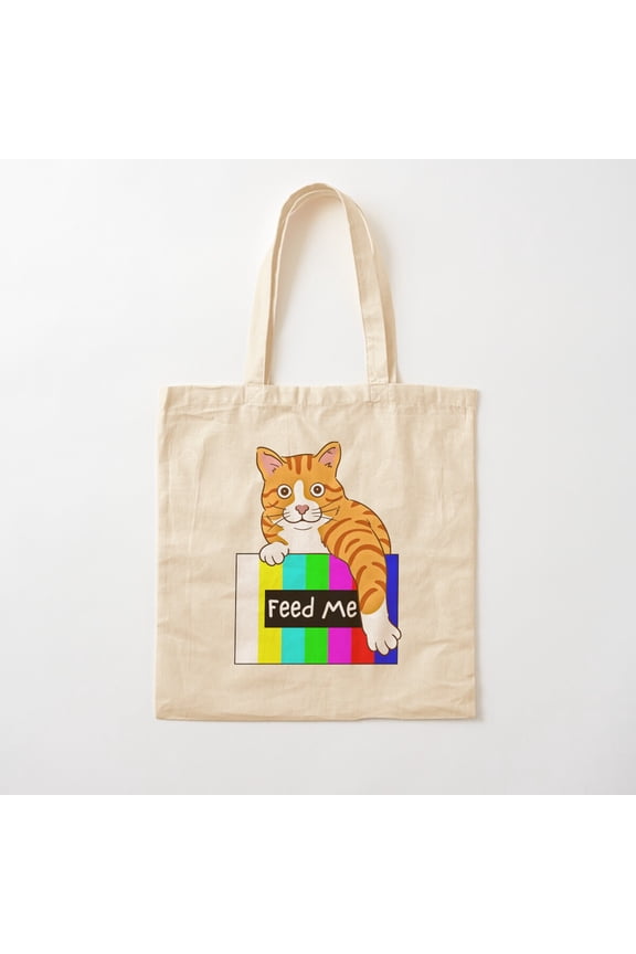 Feed The Cat Canvas Tote Bags, Reusable Shopping Bag