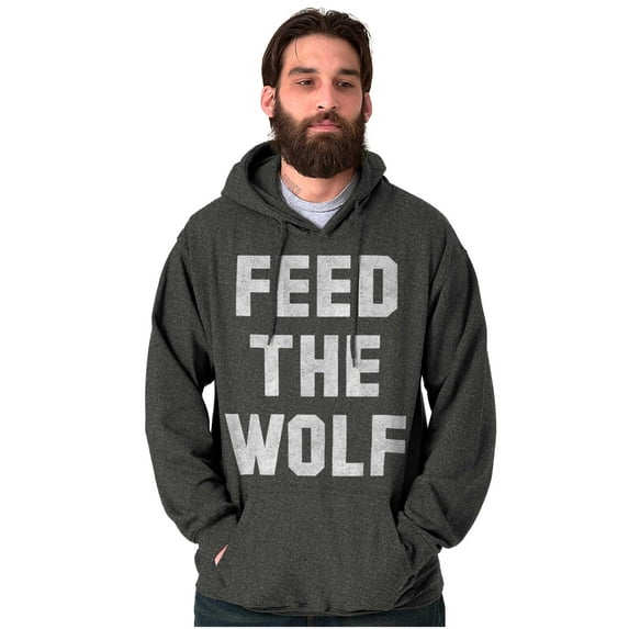 Feed The Wolf Sarcastic Hangry Gym Hoodie Sweatshirt Women Men Brisco Brands 2X