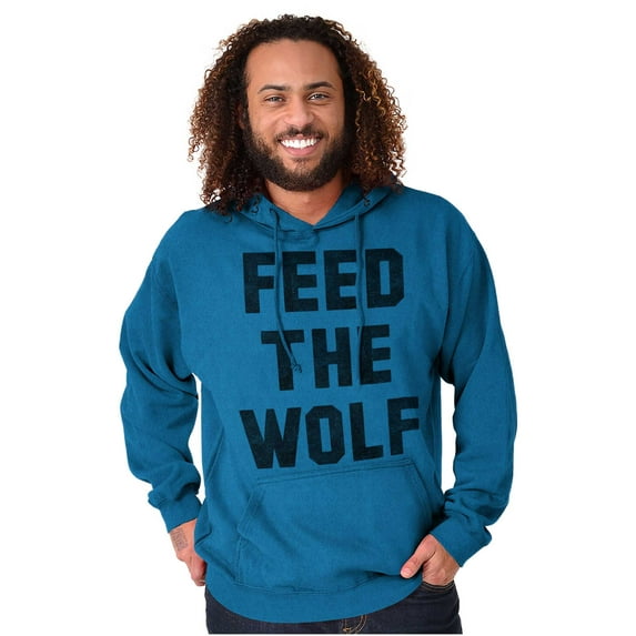 Feed The Wolf Sarcastic Hangry Gym Hoodie Sweatshirt Women Men Brisco Brands L