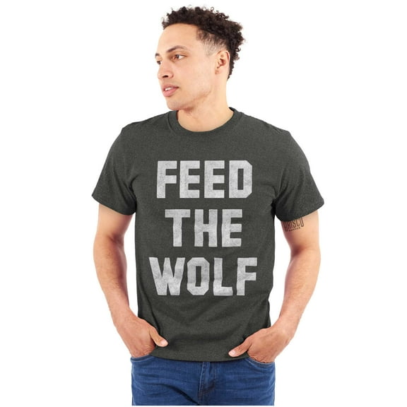 Feed The Wolf Sarcastic Hangry Gym Plus Size Crewneck Graphic Tee Shirt Brisco Brands 2X