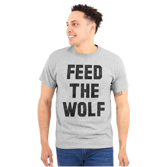 Feed The Wolf Sarcastic Hangry Gym Plus Size Crewneck Graphic Tee Shirt Brisco Brands 2X