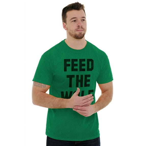 Feed The Wolf Sarcastic Hangry Gym Plus Size Crewneck Graphic Tee Shirt Brisco Brands 3X