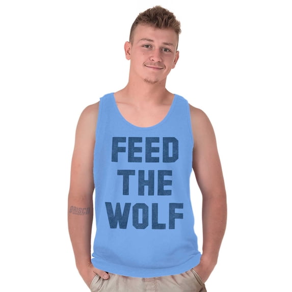 Feed The Wolf Sarcastic Hangry Gym Tank Top T Shirts Men Women Brisco Brands S