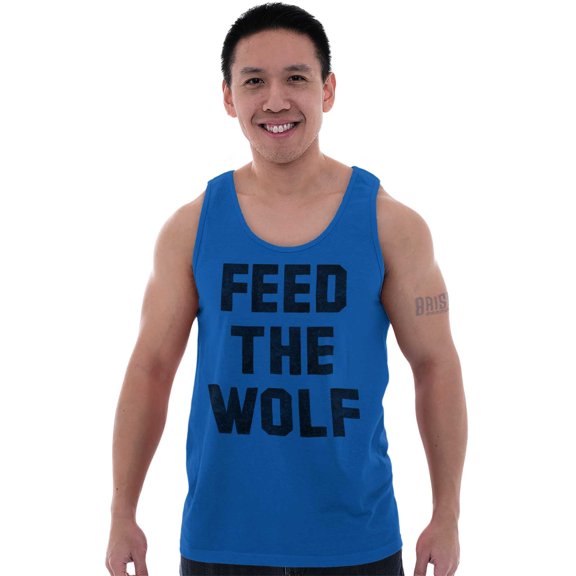 Feed The Wolf Sarcastic Hangry Gym Tank Top T Shirts Men Women Brisco Brands S