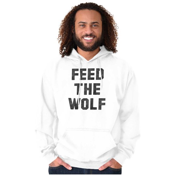 Feed The Wolf Sarcastic Hangry Gym Unisex Plus Fleece Graphic Hoodie Brisco Brands 3X