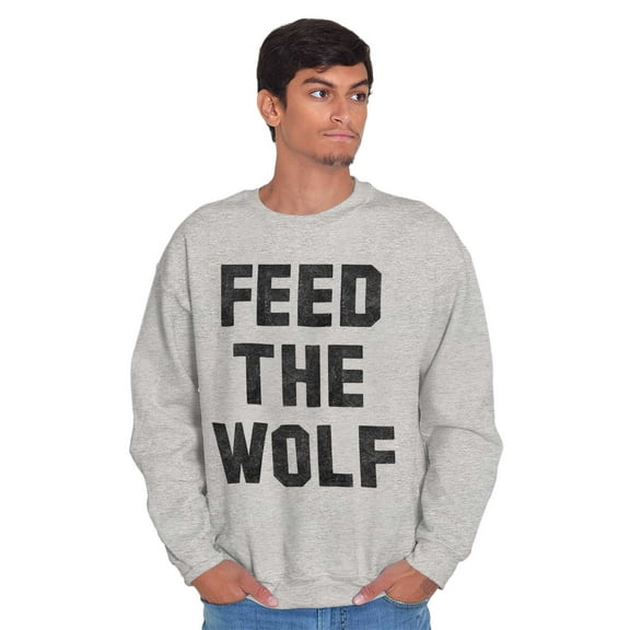 Feed The Wolf Sarcastic Hangry Gym Unisex Plus Fleece Graphic Sweatshirt Brisco Brands 2X