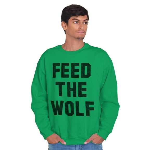 Feed The Wolf Sarcastic Hangry Gym Unisex Plus Fleece Graphic Sweatshirt Brisco Brands 3X