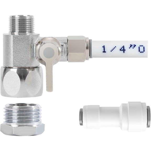 Feed Water Adapter Line Splitter,Brass Supply Valve,Faucet Valves,Feed for Refrigerators, Ice maker, Reverse Osmosis,RO Filter Systems