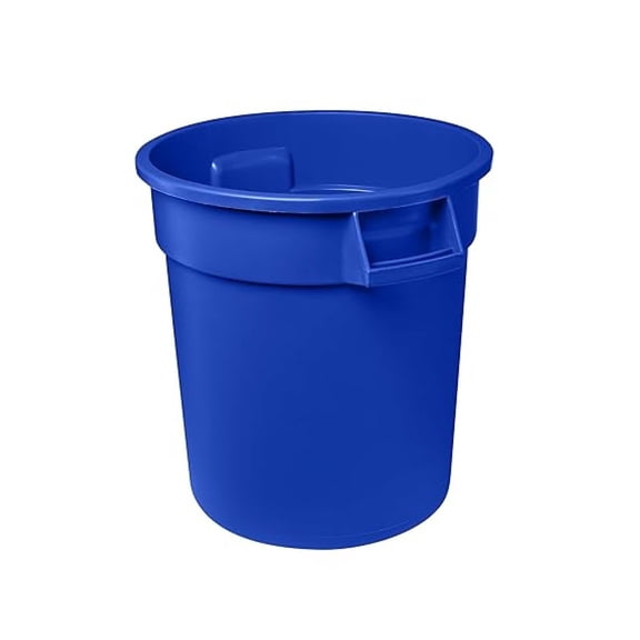 Feed and Seed Storage Container, 32 Gallon Blue Round Trash Can, Food Storage Plastic Bin, Use in Agricultural, Gardening, or Household