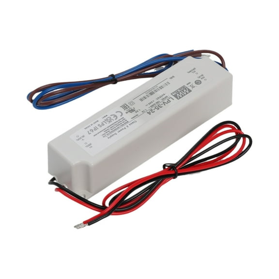 Feedannce 24V 1.5A 36W IP67 LED Driver, DIN Rail Mountable for Outdoor Lighting MEAN WELL LPV-35-24