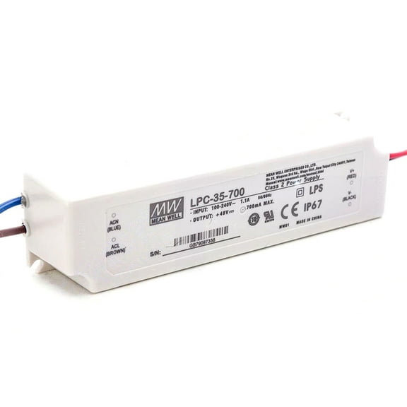 Feedannce 35W LED Driver, 700mA, 9-48V DC Output, IP67 Waterproof Power Supply MEAN WELL LPC-35-700