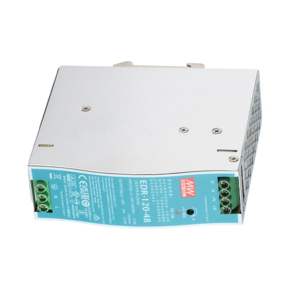 Feedannce 48V 2.5A 120W Industrial DIN Rail Power Supply, High Efficiency MEAN WELL EDR-120-48