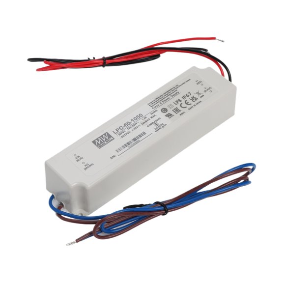 Feedannce 50.4W LED Driver, 9-48V 10.5A, IP67, for Outdoor Lighting MEAN WELL LPC-60-1050