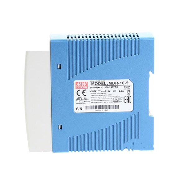 Feedannce 5V 2A 10W Rail-Mounted Power Supply, Mean Well MDR-10-5 Compatible, Control Panel