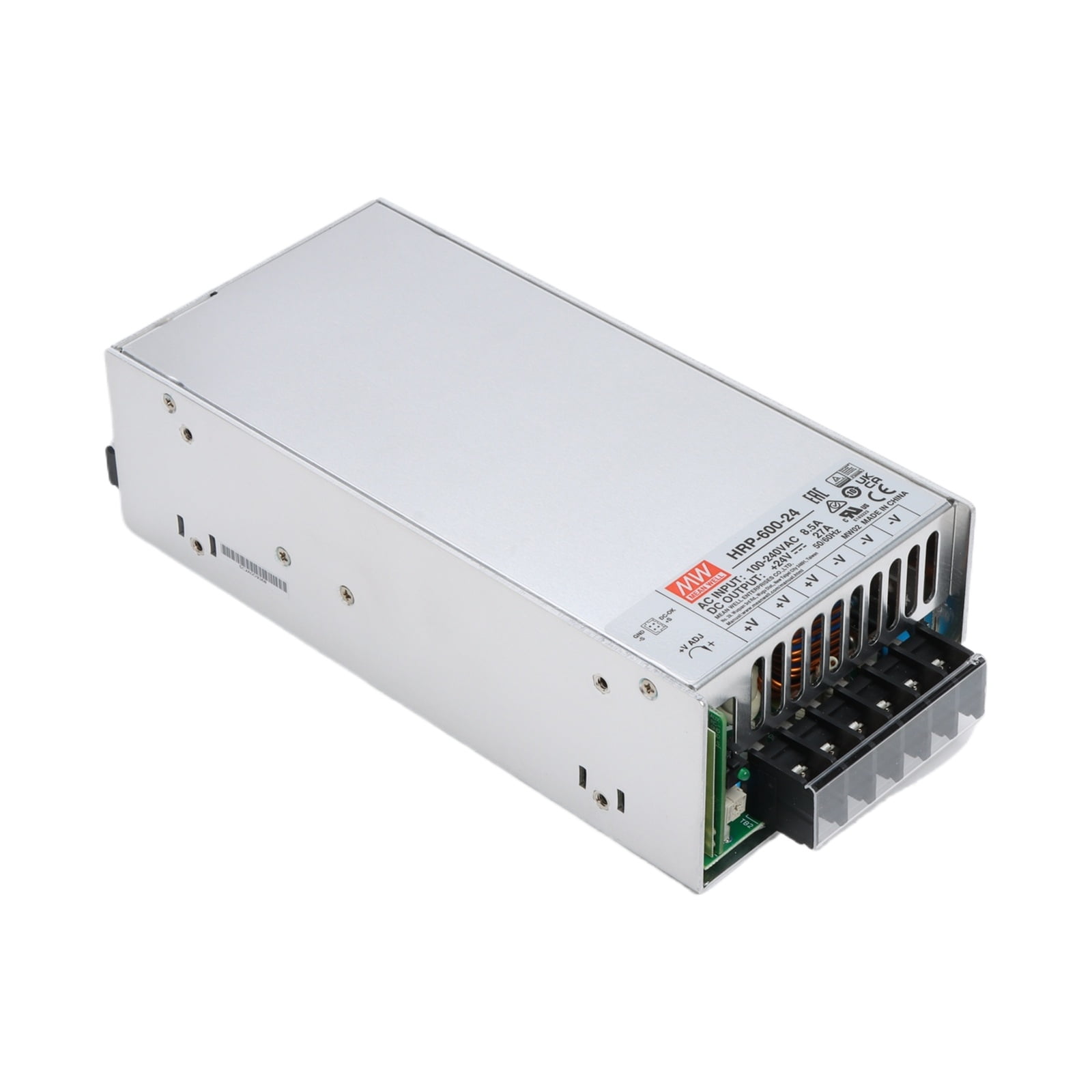 Feedannce 600W 24V 14.6A Industrial Switching Power Supply, DIN Rail Mount, MEAN WELL HRP-600-24