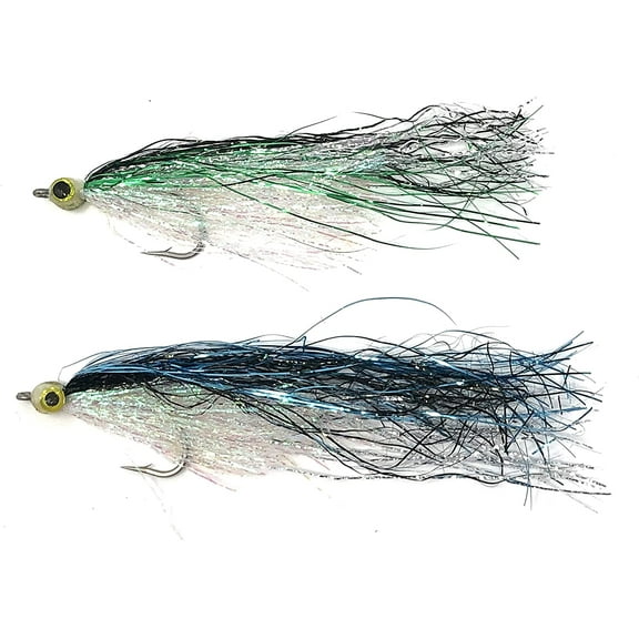 Feeder Creek Burks Hot Flash Minnow Streamer Saltwater Flies, 12 Saltwater Flies in Size 1/0, Great for Big Trout, Bass & More