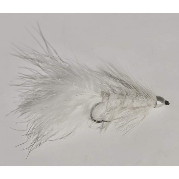 Feeder Creek Conehead Wooly Bugger Streamer Assortment - 12pc White in Size 8 for Trout, Bass, Steelhead, Salmon
