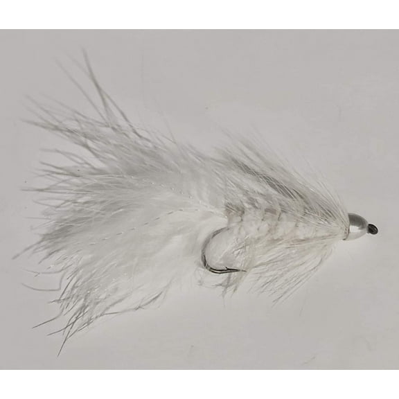 Feeder Creek Conehead Wooly Bugger Streamer Assortment - 12pc White in Size 8 for Trout, Bass, Steelhead, Salmon