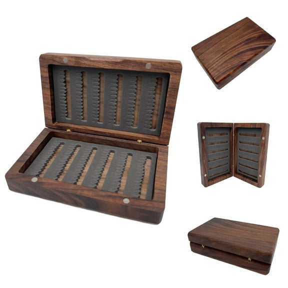 Feeder Creek Fly Boxes for Fly Fishing | Fly Fishing Box for Flies | Many Fly Box Sizes and Styles | Large Fly Box and Small Fly Box (Black Walnut Premium)