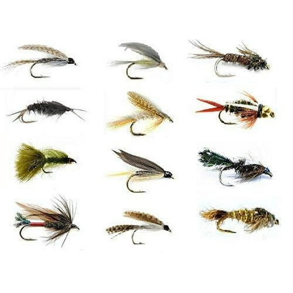 Feeder Creek Fly Fishing 24 Fly Assortment - 12 Patterns - Hand Tied For Trout, Bass, and Panfish