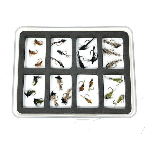 Feeder Creek Fly Fishing Assortment - 24 Flies in 8 Patterns - Nymphs with Fly Box