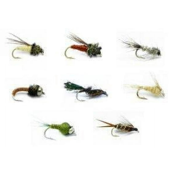 Feeder Creek Fly Fishing Assortment - 32 Nymph Flies - 8 Patterns - Bead Head and More