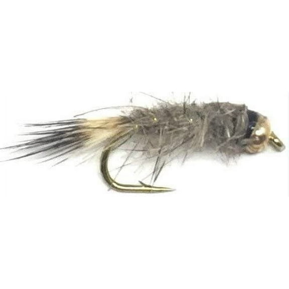 Feeder Creek Fly Fishing Trout Flies - Bead Head Hare's Ear Nymph - Many Sizes in Natural, Black Brown, and Olive (10, Natural)