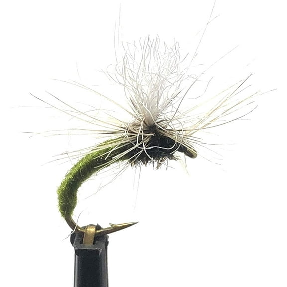 Feeder Creek Fly Fishing Trout Flies - KLINKHAMMER EMERGER Olive - 12 Dry Flies for Trout and Other Freshwater Fish - 3 Size Assortment (12, 14, 16) - 4 of Each Size