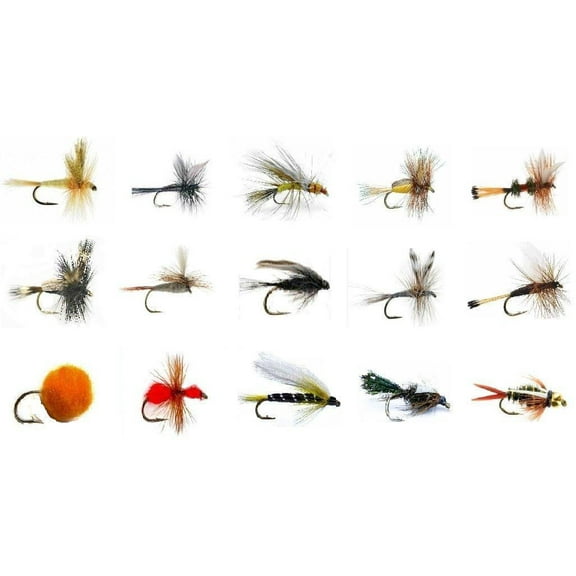 Feeder Creek Wet and Dry Variety for Trout and Freshwater Fish - 15 Classic Patterns