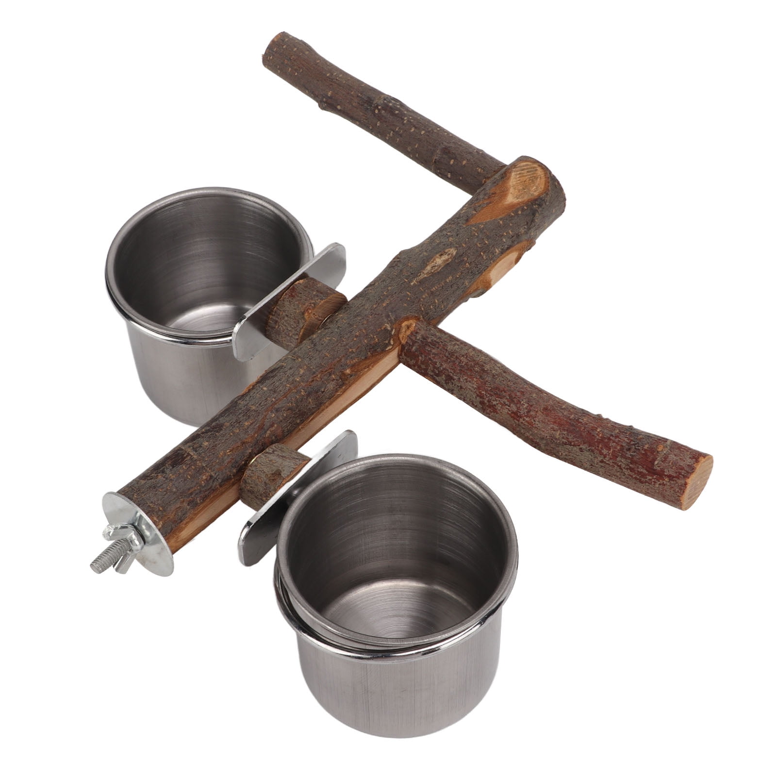 Feeder, Stainless Steel Bird Cage Feeder Bird Cage Food Water Feeding