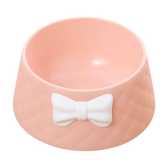 Feeding Bowl Creative Plastic Dog Cat Bowl with Bow-Knot Decor Lightweight Easy to Pet Dish for Dogs Cats Puppies (Pink)