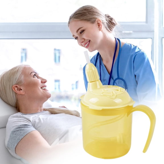 Feeding Cup with Straw for Bedridden Patients and Elderly, Anti-Choke Spill-Proof Care Cup for Seniors, Pregnant Women, Hospital and Home Nursing