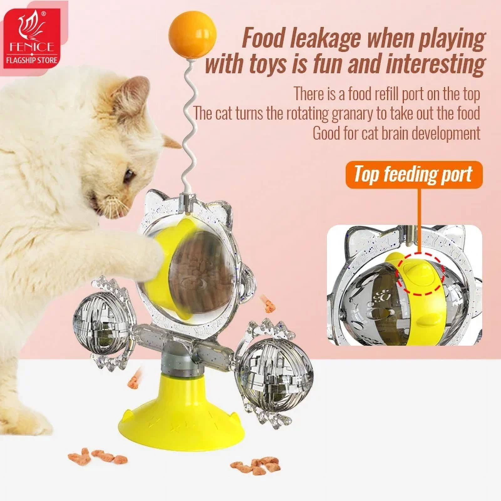 Feeding Device Pet Windmill Turntable Food Leaking Dispenser Cat Fun ...