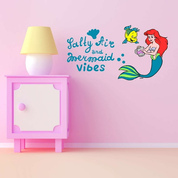 Feeding Fish Salty Air Mermaid Vibes Seahorse Statfish Urchin Shell Princess Starfish Creatures Queen Sweet Dreams Bedtime Unicorn Lovely Dream Wall Decal Sticker - Size: 20 In X 10 In